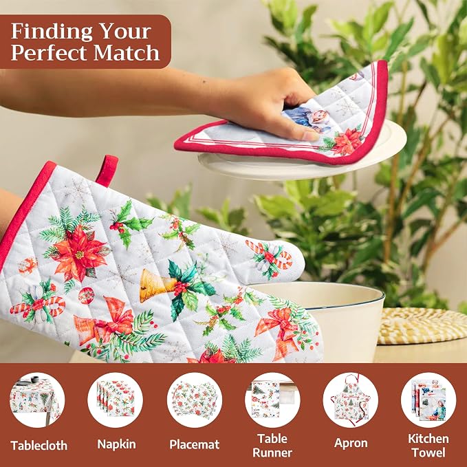 Maison d' Hermine Pot Holders 100% Cotton Potholders (8" x 8", Pack of 1) | Heat Resistant Hot Pads with Loop BBQ Cooking Baking Hotel Kitchen Handling Hot Pans Thanksgiving Christmas - Chromo