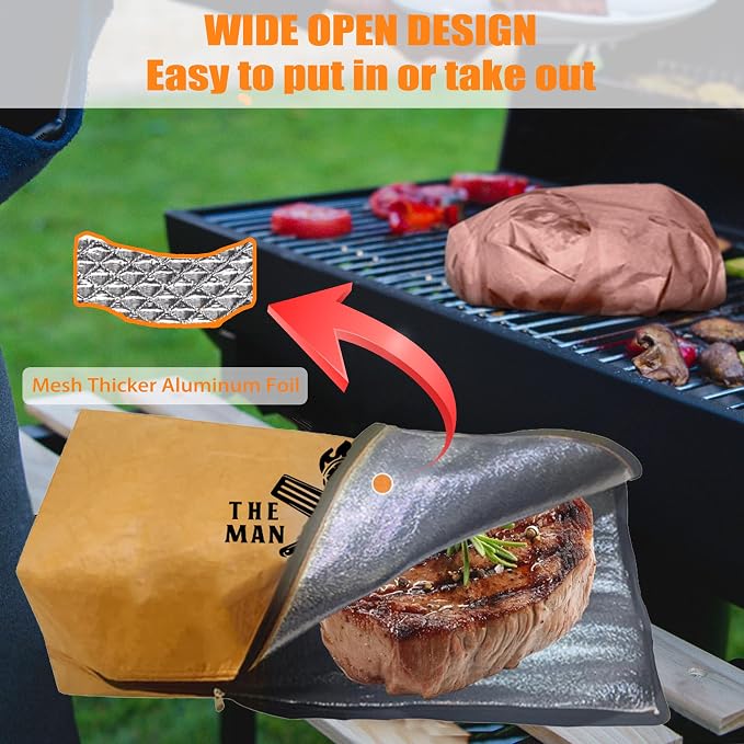 Smoker Accessories BBQ Blanket for Resting Meat, Christmas Dad Gifts for Men Resting Blanket for Smoking, Reusuable Large Capacity Keep Warm Tender and Juicy Grilling Gloves Heat Resistant