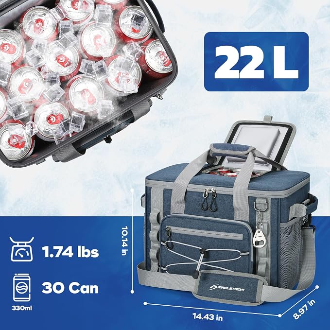 Maelstrom 30/40 Can Soft Cooler Bag, Leakproof Insulated Ice Chest | 24h Cold (With Ice), 5-Layer Insulation, Multi-Pockets ,Lightweight,Perfect For Camping, Beach, Hiking, Kayaking, Road Trips