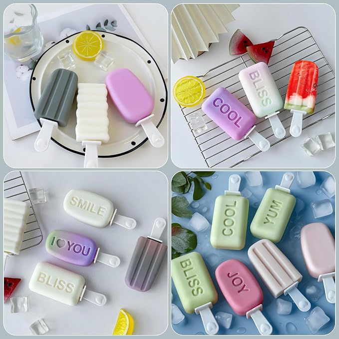 Ice Popsicle Molds Silicone3-Pack, 9 Cavity Iec Pop Molds, BPA Free Silicone Popsicle Molds, Reusable Ice Pop Molds for Homemade Cake Pop, DIY Ice Pop, Cream (Blue)
