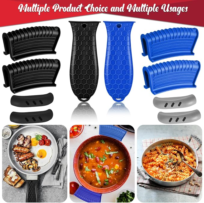 10Pcs Cast Iron Handle Cover, Silicone Pot Holders | Non-Slip Heat Resistant Cast Iron Skillet Covers Potholder for Frying Pans and Griddles Kitchen Supplies under 400℉