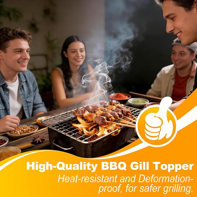 Grill Topper,5 PCS BBQ Grill Mesh Mat,14×10 Inch Mesh Baking Tray,Baking Rack Replacement Pad for Outdoor Barbecue, Camping & Picnics