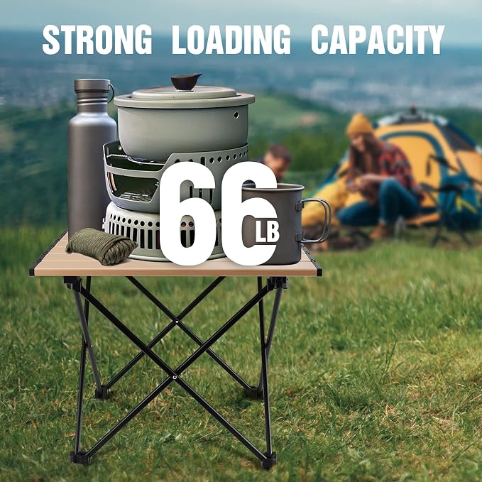 VILLEY Portable Camping Side Table, Ultralight Aluminum Folding Beach Table | Lightweight & Portable, Aluminum Folding Table with Carry Bag for Camping, Outdoor Cooking, Beach, Picnic, Boat & Travel