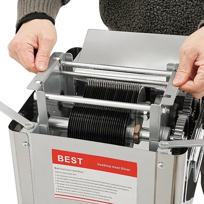 Meat Cutter Machine, 850W Electric Meat Slicer Shredded Cutting Machine, 10mm Commercial Stainless Steel Blade Shredder, 330lbs/h for Boneless Pork Chicken Fish Vegetables (10mm)
