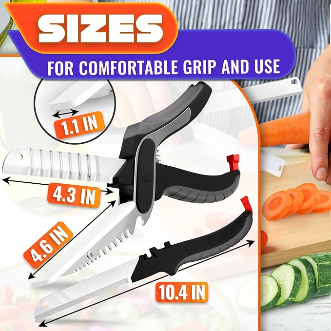 7-in-1 Cutting Board Scissors for Food, Stainless Steel | Dishwasher Safe Kitchen Scissors with Cutting Board; Replaceable Blades; Safety Lock; for Meat, Veggies, Fruit & Herbs