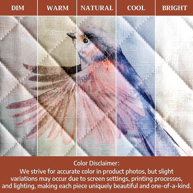 Maison d' Hermine Pot Holders 100% Cotton Potholders (8" x 8", Pack of 2) | Heat Resistant Hot Pads with Loop BBQ Cooking Baking Farmhouse Kitchen Handling Hot Pans Spring Summer - Flying Birds