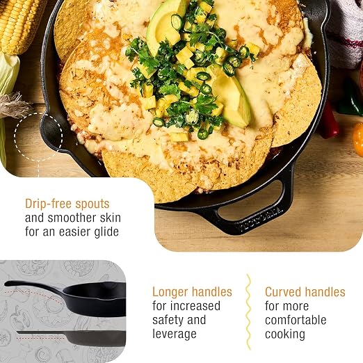 Victoria 12-Inch Day of the Dead La Calaca Cast Iron Skillet, Dia de los Muertos Seasoned Cast Iron Frying Pan with Long Handle, Made in Colombia
