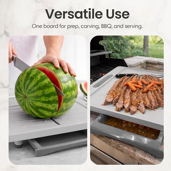 Karving King XL Cutting Board - Juice Groove, Drip Tray & Removable Board