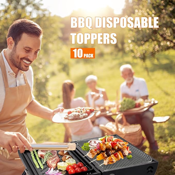 10 Pack BBQ Grill Mesh Mat,Mesh Baking Tray,Grill Mesh,Disposable Barbecue Padding for Outdoor Barbecues