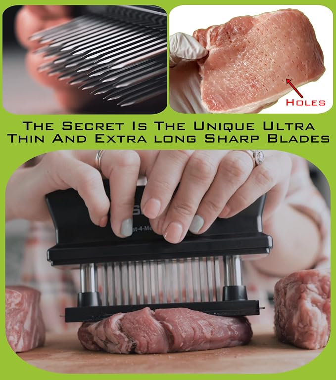 48-Blade Meat Tenderizer Tool – Stainless Steel, Detachable Design | Ultra-Sharp Needle Design Tenderizes Any Cut in Seconds – Rust-Resistant & Built to Last