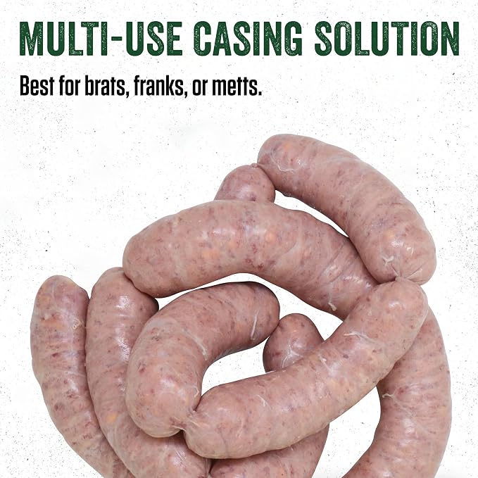 LEM Products Natural Hog Casings, 32–35mm Edible Sausage Casings for Sausage Links, Hot Dogs, Italian, Pepperoni, Salami, Homemade Sausages, Stuffs Approx. 30 lbs, 6.1 oz Package