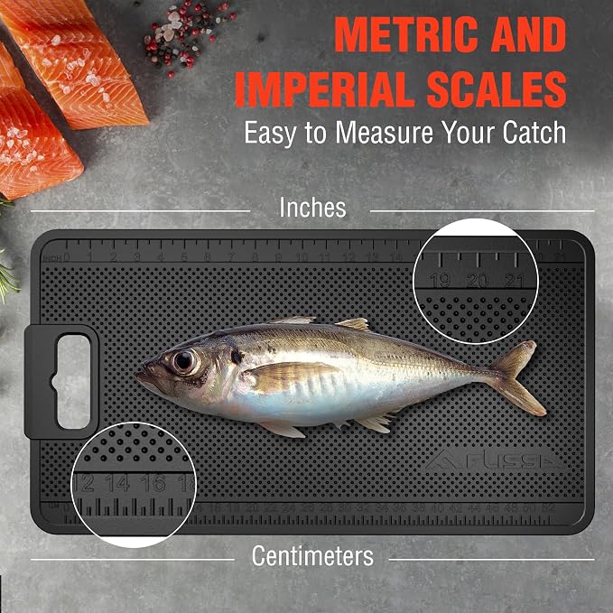 FLISSA 24"*13" Fish Fillet Mat with Measuring Scale, Fish Cleaning Mat | Nonslip & Durable & Portable, Large Fish Mat for Fish Cleaning and Cutting