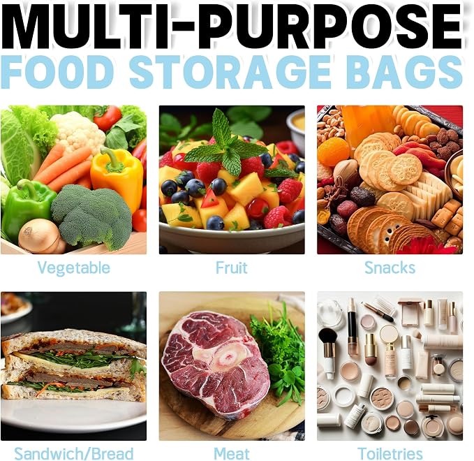 20 Pack Reusable Food Storage Bags,Leakproof Freezer Bags BPA Free Stand Up Sandwich Bags for Lunch Salad Fruit Travel,Dishwasher Safe(6 Gallon,8 Sandwich,6 Snack)