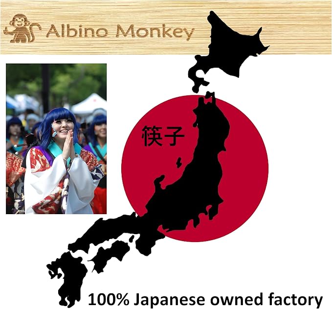 Albino Monkey Japanese Wooden Chopsticks With Case - Reusable Bamboo Chopstick Gift Set with Holder and Wooden Box - For Sushi Lovers, Office Lunch, and Asian Dining Gifts
