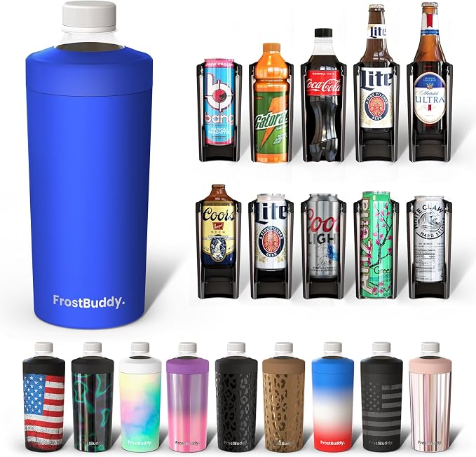 Frost Buddy XL Can Cooler - Fits 12/16/20/24 oz Cans & Bottles (Royal) | Keeps drinks chilled 12+ hrs | No sweat, no condensation | Fits slim & standard cans | Durable, portable design