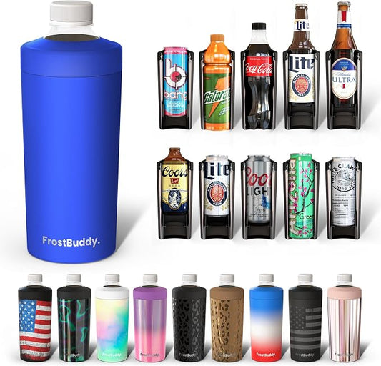 Frost Buddy XL Can Cooler - Fits 12/16/20/24 oz Cans & Bottles (Royal) | Keeps drinks chilled 12+ hrs | No sweat, no condensation | Fits slim & standard cans | Durable, portable design