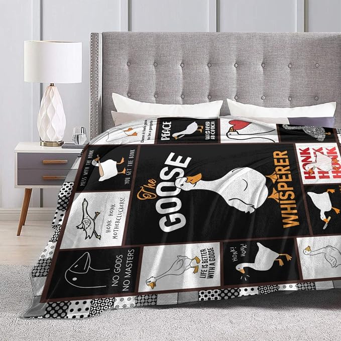 Funny Goose Blanket Soft Cozy Cute Goose Plush Throw Blanket Warm Lightweight Flannel Fuzzy Fleece Goose Stuff Animal Decor Blanket Gifts for Lovers Girls Boys Kids Adults Women Bed Travel 50"x60"