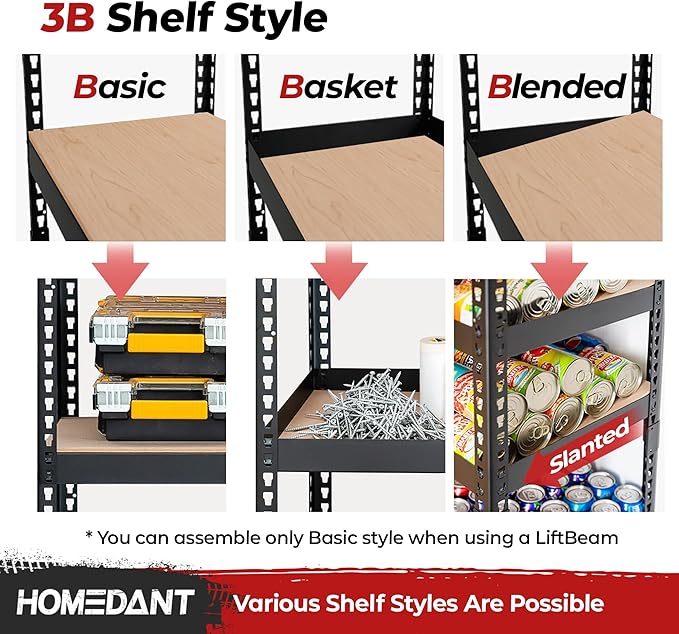 HOMEDANT 5-Tier Laminated Boltless Heavy Duty Metal Shelving Unit Adjustable Garage Storage Utility Rack Shelves Organization Multipurpose Shelf Warehouse Industrial 39.8" W x 18.2" D x 71.3" H 3Pack