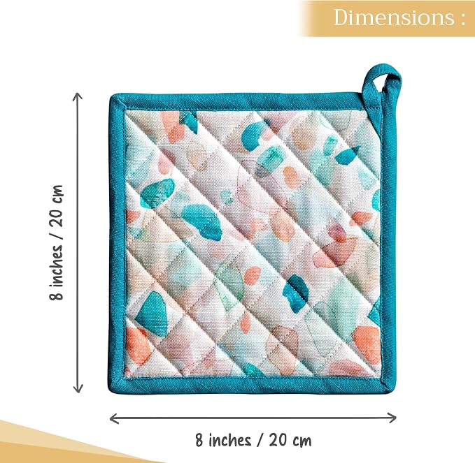 Maison d' Hermine Pot Holders 100% Cotton Potholders (8" x 8", Pack of 2) | Heat Resistant Hot Pads with Loop BBQ Cooking Baking Farmhouse Kitchen Handling Hot Pans Spring Summer - Summer Picnic