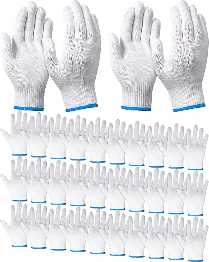 SATINIOR 36 Pairs Work Gloves White Cotton Polyester Liners Safety Work BBQ Gloves Liners Men Women Hand Protection
