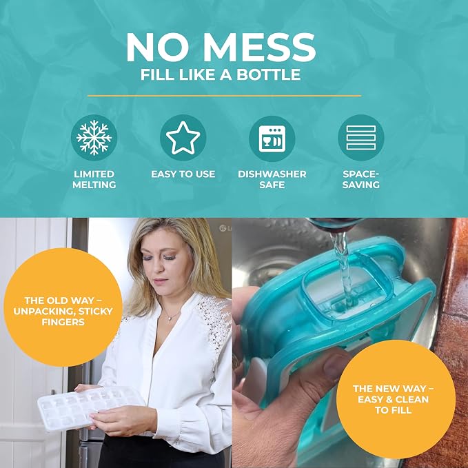 ICEBREAKER POP 2.0 2024: Make And Serve Ice Without Ever Touching The Ice | The Sanitary Silicone Ice Cube Tray for Freezer | Patented Ice Trays for Freezer | This Ice Cube Maker Makes 18 Cubes