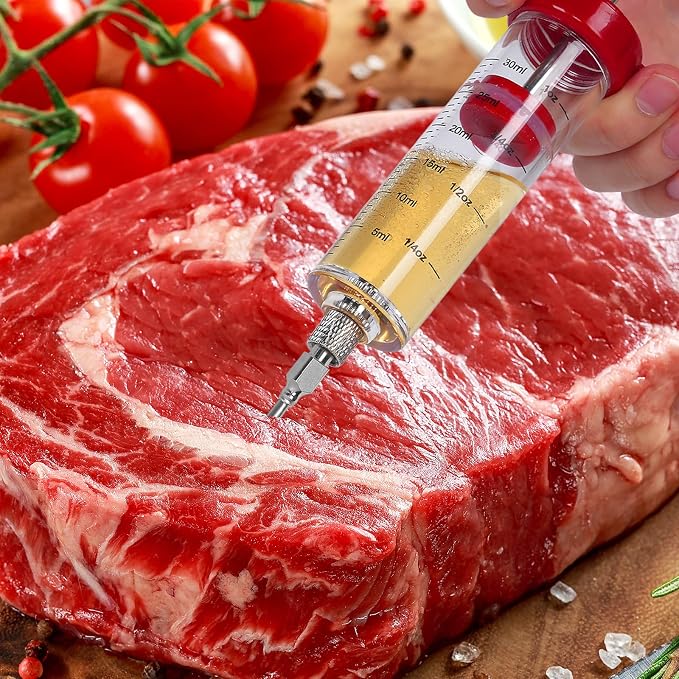 Meat Injector, Plastic Turkey Injector Kit, Marinade Injector for BBQ Grill | Meat Injector for Smoking, Marinade Injectors for Meats With 3 Stainless Steel Meat Needles & 1 Cleaning Brush & Pastry Brush