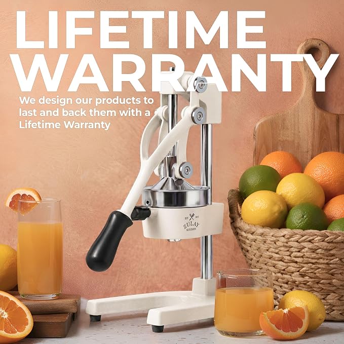 Zulay Kitchen Cast Iron Juicer - Heavy Duty Manual Juicer with Detachable Strainers for Easy Cleaning, Orange Juice Press for Citrus Fruits, Perfect for Bartenders, Juice Lovers & Health Enthusiasts