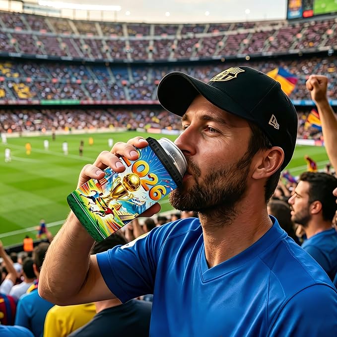 Funny Can Cooler 2026 Soccer Football Merchandise, 4-IN-1 Can Cooler Tumbler Gifts for Soccer Fans, 16 Oz Stainless Steel Insulated Beer Can Holder
