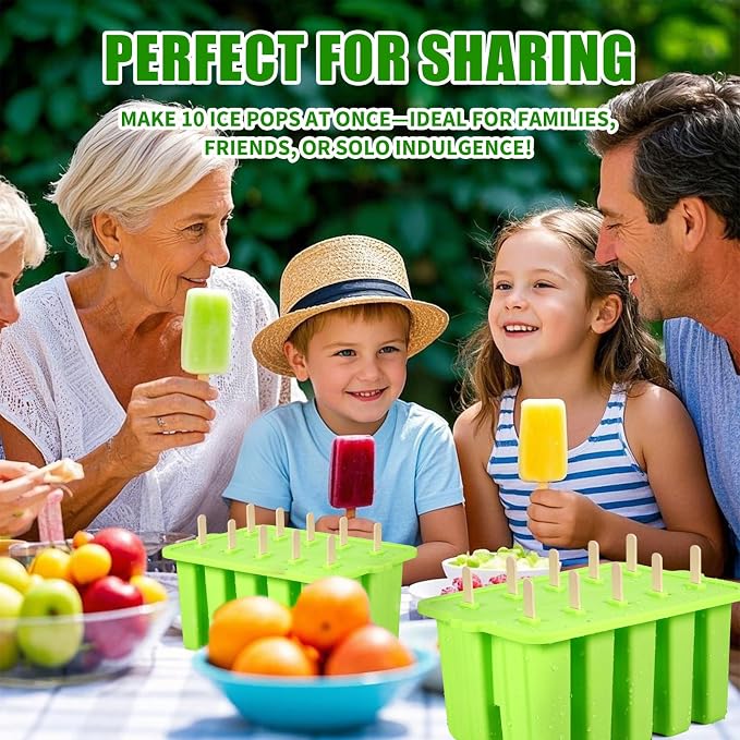 Silicone Popsicles Molds, Food Grade Popsicle Molds for Kids, Homemade Popsicle Mold, BPA Free Ice Cream Mold, lce Pop Molds Maker-with Popsicle Sticks, Popsicle Bags, Funnel (Light Green)