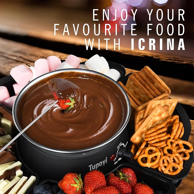 2 in 1 Electric S’mores Maker & Fondue Pot, Tabletop Indoor Smores kit with 4 Roasting Forks, 4 Detachable Trays & 1 Flameless Temperature-controlled Heater, Movie Night Supplies & Housewarming Gifts