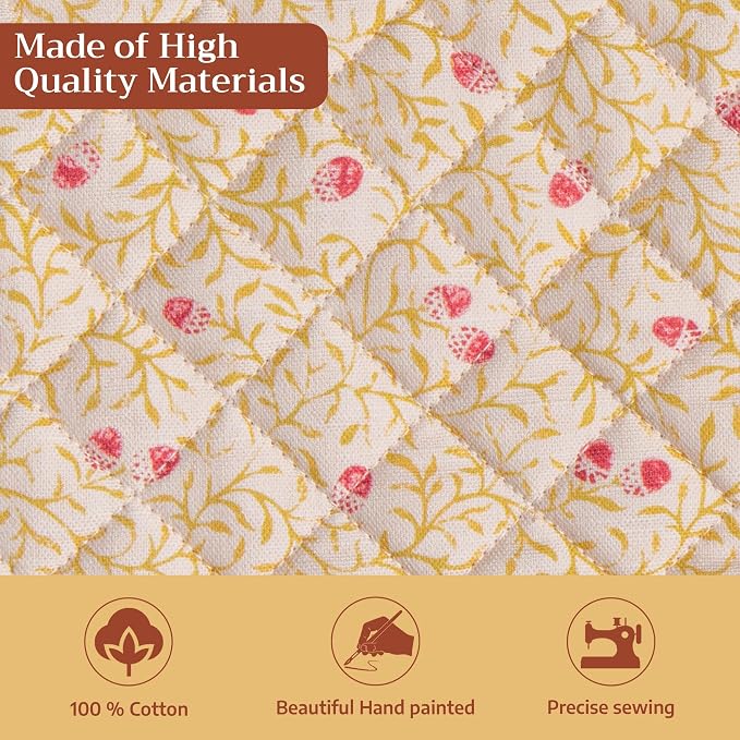 Maison d' Hermine Pot Holders 100% Cotton Potholders (8" x 8", Pack of 1) | Heat Resistant Hot Pads with Loop BBQ Cooking Baking Hotel Kitchen Handling Hot Pans Thanksgiving Christmas - Carpo