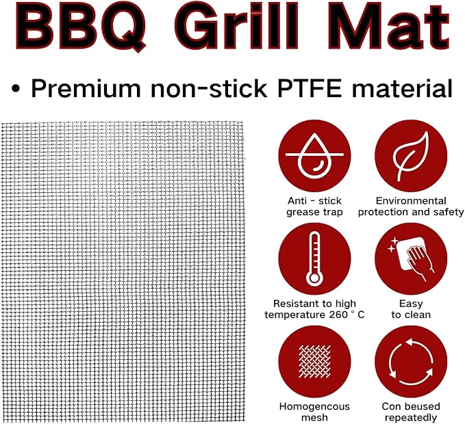 Grill Mesh Mat for Outdoor Grilling, Non-Stick BBQ Grill Mat Resuable and Easy to Clean, Works on Gas, Charcoal, Electric Grill 15.7x13 Inch (3 pcs)