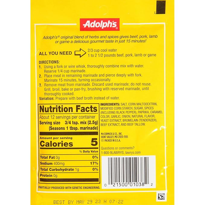 Adolph Original Meat Tenderizing Marinade, 1-Ounce (Pack of 8)