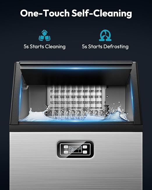 EUHOMY Commercial Ice Maker Machine - 100lbs Daily Production, 33lbs Ice Storage, Stainless Steel Freestanding & Under Counter Ice Maker, Ideal Ice Maker for Home/Bar/Restaurant/Outdoor Activities