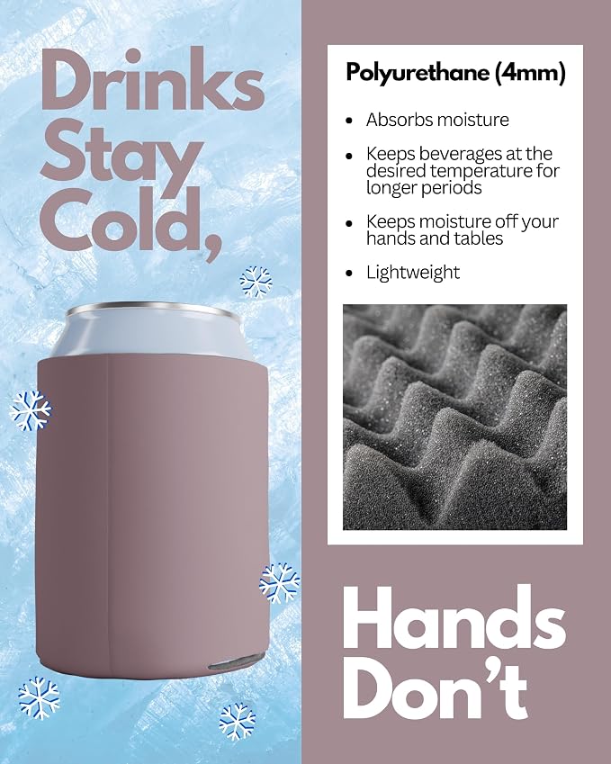 PartyPrints 100 Pack Dusty Rose Blank Can Cooler Sleeves, Customizable Bulk Insulated Foam for Beer, Collapsible Plain Drink Holder, Cold Soda Insulator, 12oz Regular, 16oz Tall Cans