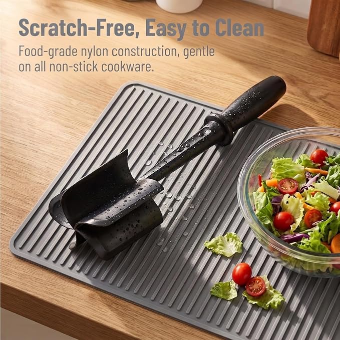 Meat Chopper, Premium Heat Resistant Meat Masher | 5 Blades Ground Beef Masher, Non Stick Hamburger Smasher, Nylon Potato Masher, Dishwasher Safe, Black