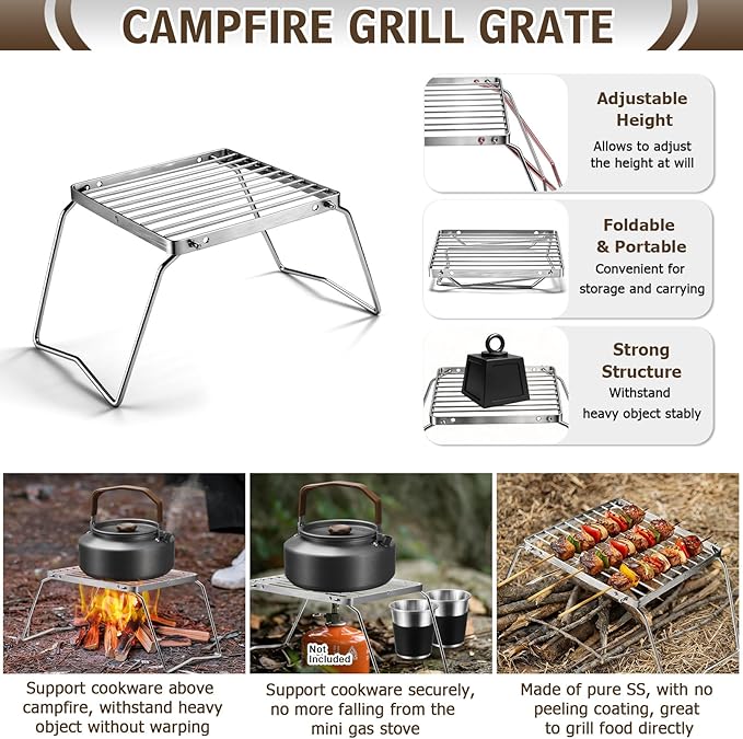 18Pcs Camping Cookware Cooking Set, Joyfair Camp Mess Kit with Utensils | Nonstick Pan,Pot,Kettle,Grill Grate, Outdoor Portable Backpacking Gear Openfire Accessories Essentials, Compact&Lightweight