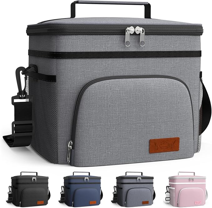 HOTOR Insulated Lunch Box Men Women Leak-Proof Cooler Lunch Bag 15L | 4 Pockets, Adjustable Strap, Ideal for Work, Picnic, Travel, Camping, Gift
