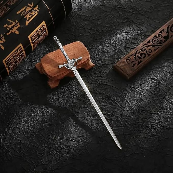 2PCS Hair Sticks for Buns,Hair Chopsticks,Sword Hair Pin,for Vintage Hair,Renaissance Chinese Hair Accessories,Metal Sword Hair Pins,Ancient Style Sword Hair Chopstick LINYUEARUI-Black&Silver