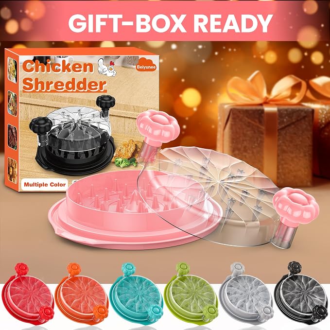 Chicken Shredder Tool Twist Large - Meat Shredders for Chicken Breast | 10'' Pro Visible Kitchen Gadgets Grinder Machine with Brush,Strong Anti-Slip Strip,Ergonomic Handle,BPA Free (Pink)