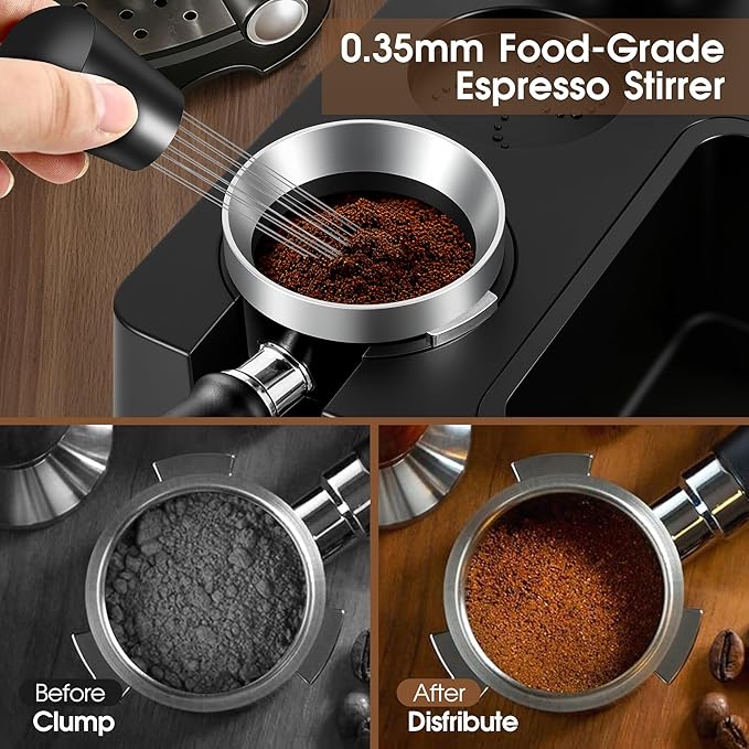 Reoszeank 58mm Espresso Accessories Kit, Espresso Knock Box and Tamping Station, Coffee Tamper, Distributor, WDT Distribution Tool, Dosing Funnel and Puck Screen Set Fits Breville 58 mm Portafilter