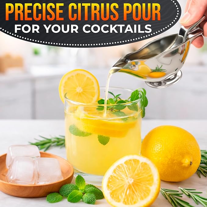 Bird Lemon Squeezer with Pour Spout, Tiny Stainless Steel Slice Press | Cute Citrus Wedge Juicer for Limes, Mess-Free, Dishwasher Safe, a Mini Travel Size for Tea Service, Seafood, and Cocktails