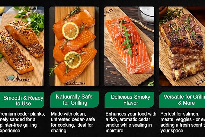 Bigger 13 PK, Cedar Planks for Grilling Salmon,11"x 5.5" Better Smoking, Add Smoky Flavor to Salmon, Veggies, Restaurant Quantity