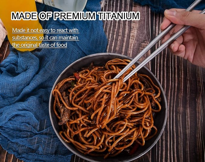 iBasingo Titanium Chopsticks Square Round Skidproof Chopsticks Outdoor Camping Cutlery Picnic Dishes Ultralight Ti1003T