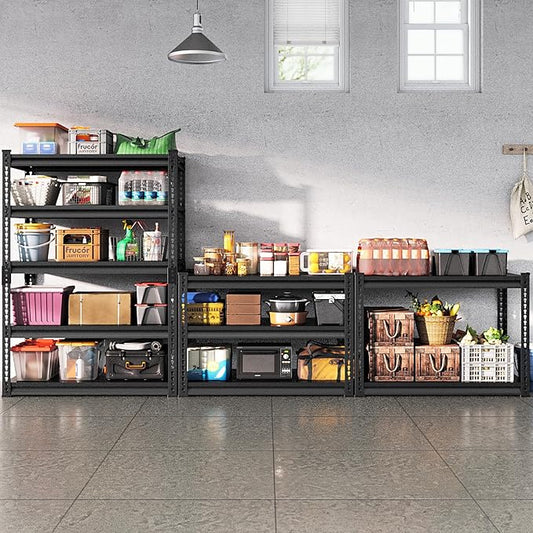 Adjustable Shelving Units and Storage, 48”W Garage Shelving Heavy Duty,2500LBS Loads 5-Tier Garage Storage Shelves, Metal Shelves for Living Room,Pantry,48”W×18”D×78”W,Black