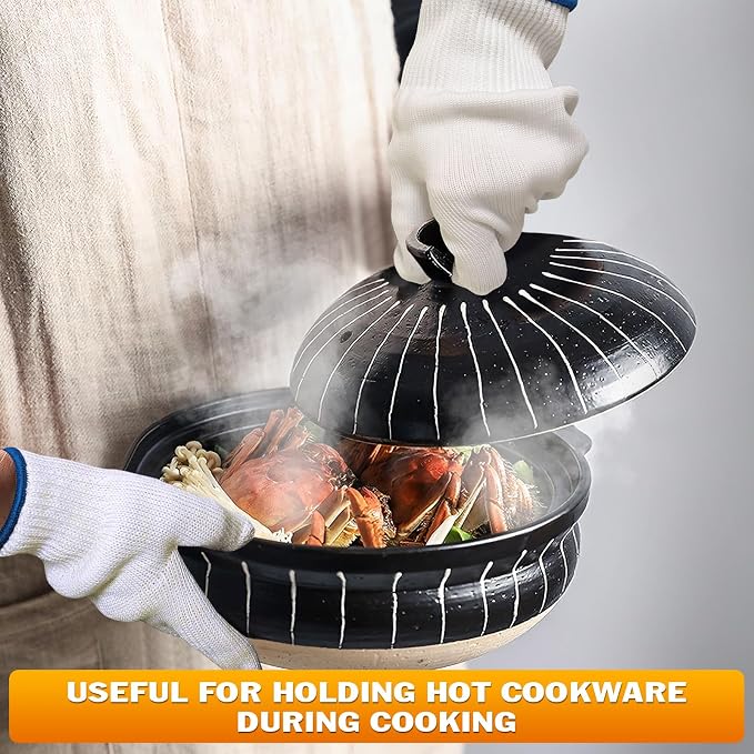 2 Pairs Oven Glove Set – 9.5" Aramid Fibre Cooking Gloves Heat Resistant, Non-Slip BBQ Hand Protector for Baking, Frying & Smoker – Reusable Grill Gloves Heat Proof for Men for Safe Cooking & Grilling