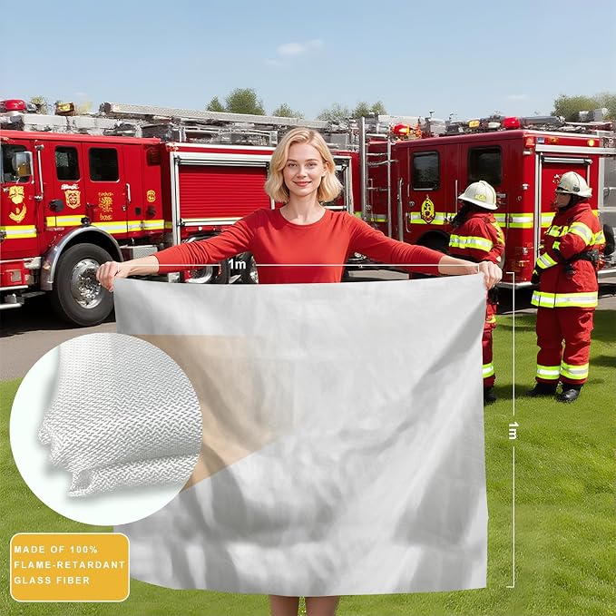 Emergency Fire Blanket for Home and Kitchen - 63"x71" Flame Suppression Fiberglass Fire Blankets for House Camping Car Office Warehouse Emergency Survival Safety - 1.6m - 1 Pack
