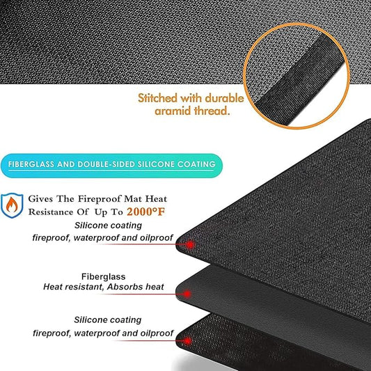 UBeesize Large 65 x 48 inches Under Grill Mat for Outdoor Grill,Double-Sided Fireproof Grill Pad for Fire Pit,Indoor Fireplace Mat Fire Pit Mat,Oil-Proof Waterproof BBQ Protector for Decks and Patios