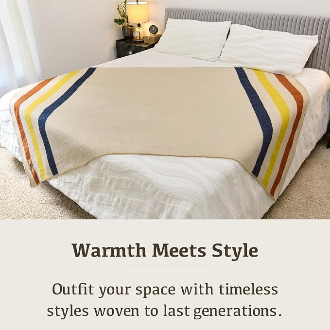 Chubbuck 100% Wool Blanket Camping (60" x 84") - Large Warm Blankets for Camping, Emergency, Outdoor Concerts and Home Use - Reversible, Fire Retardant Blanket, Warm Blankets for Winter (Lighthouse)