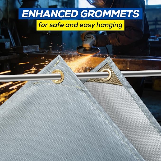 PAWBOSE 8x12ft Welding Blanket, Silicone Coated Fiberglass Fire Blanket for Welding & Cutting - Heavy Duty Fireproof Protection with Storage/Carry Bag for Indoor & Outdoor Use